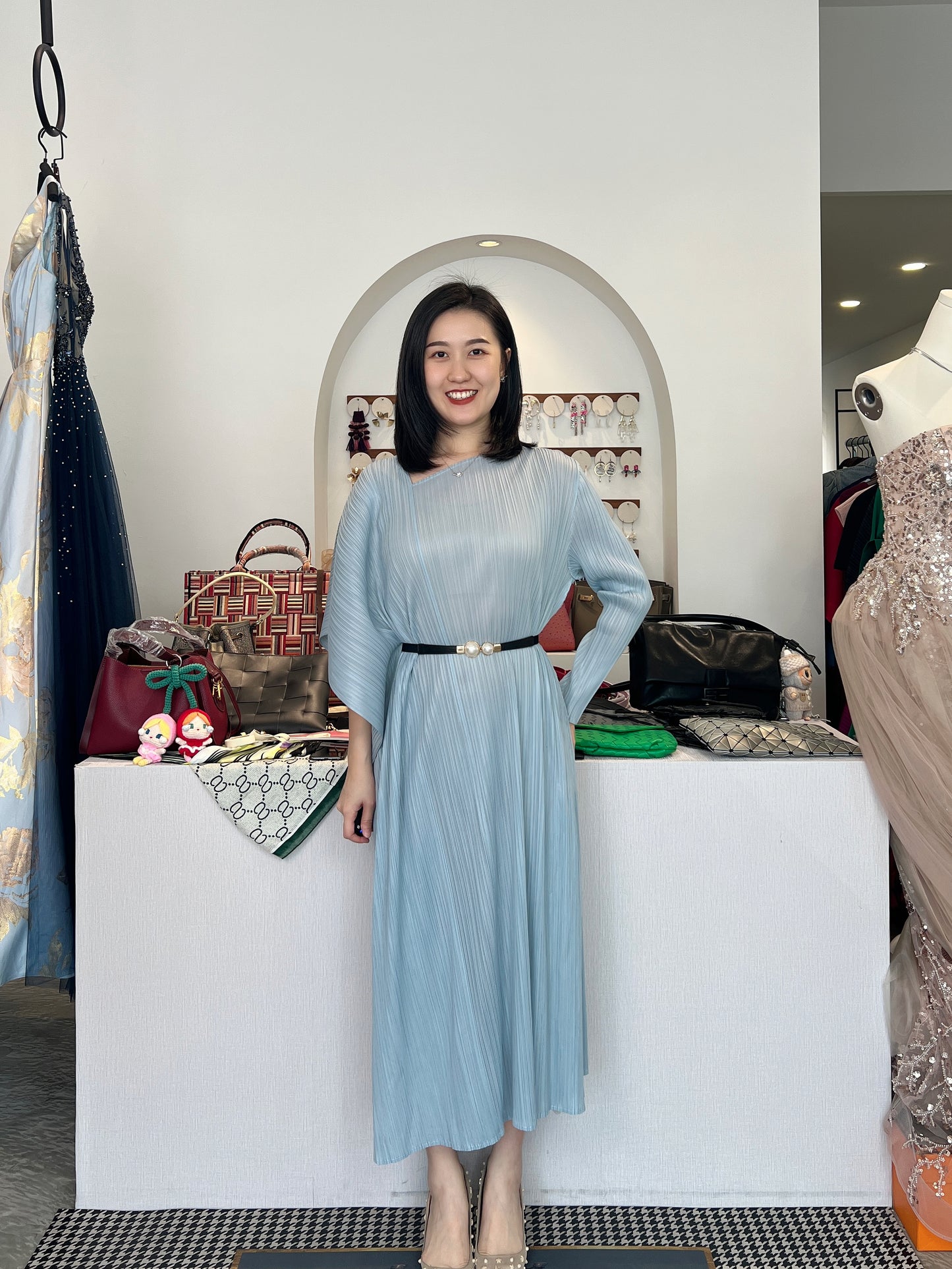 Pleated Uneven Dress