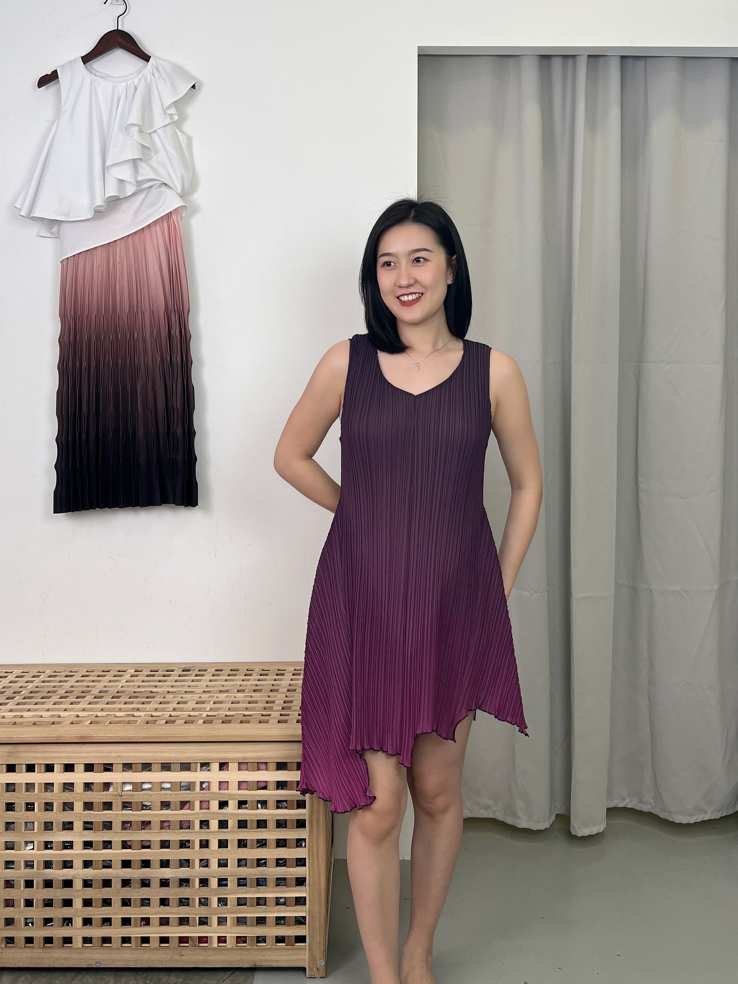 Pleated Cami Flare Design Dress