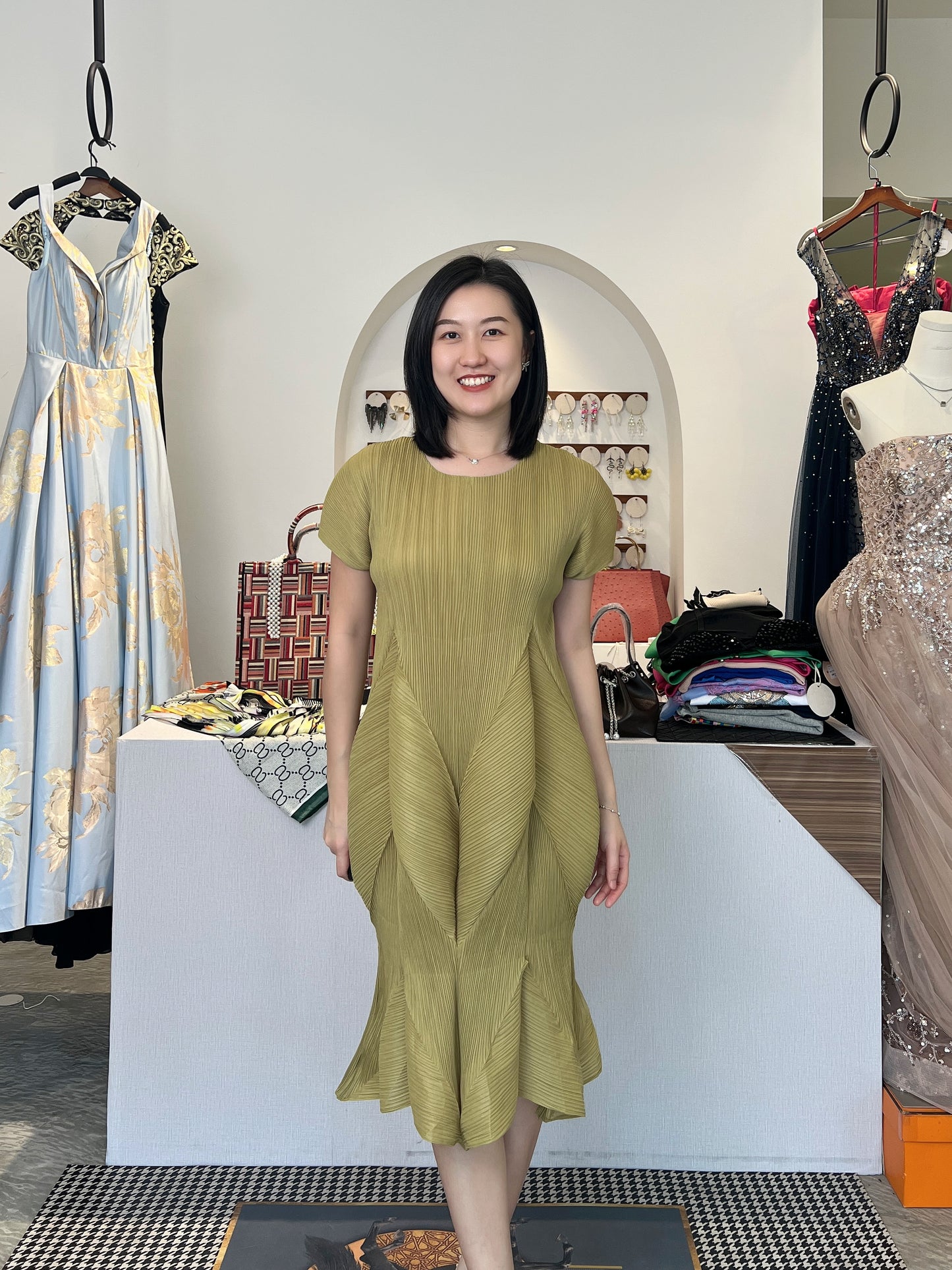 Pleated Tulip Dress