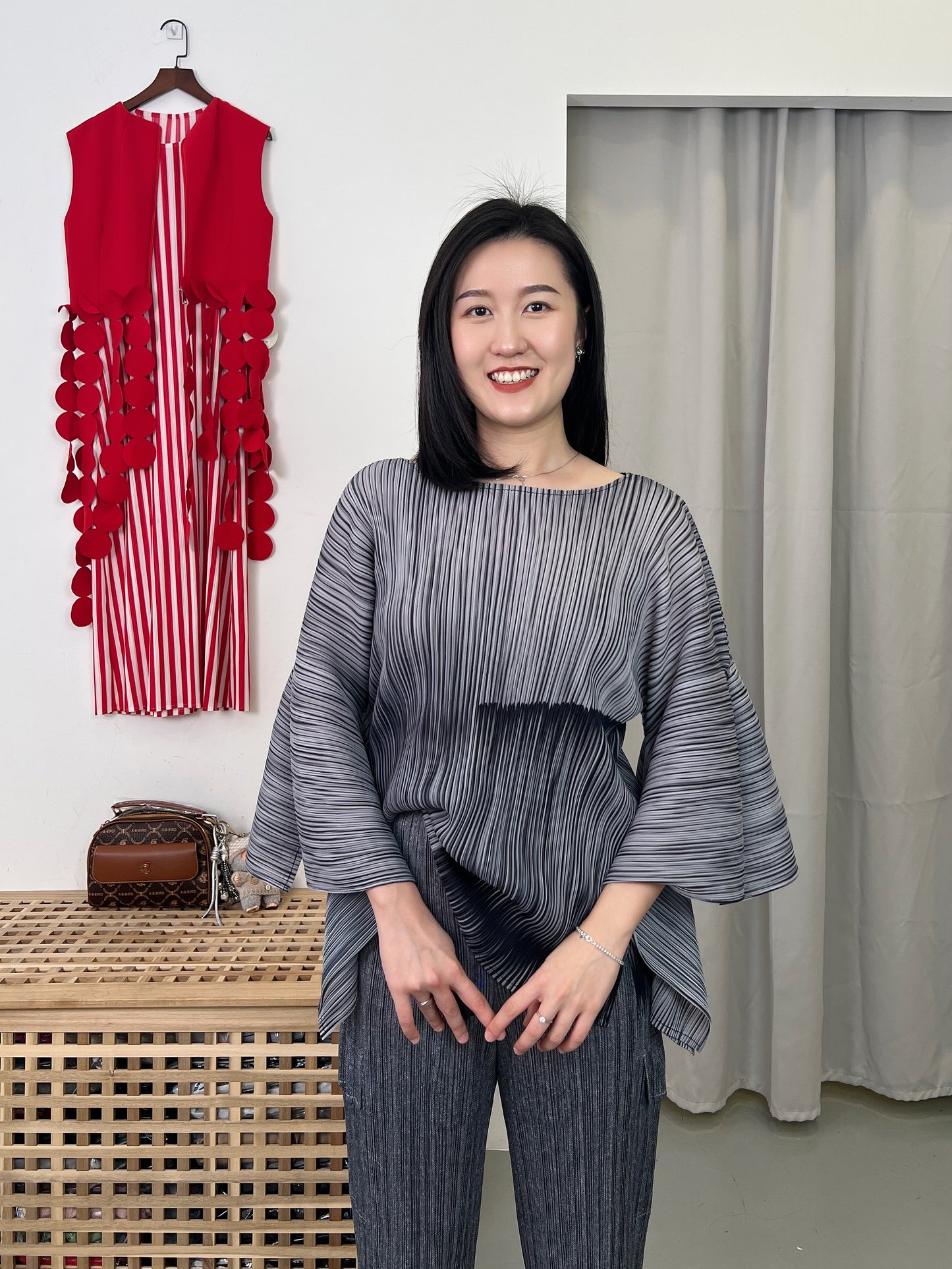 Pleated Special Slv Line Blouse