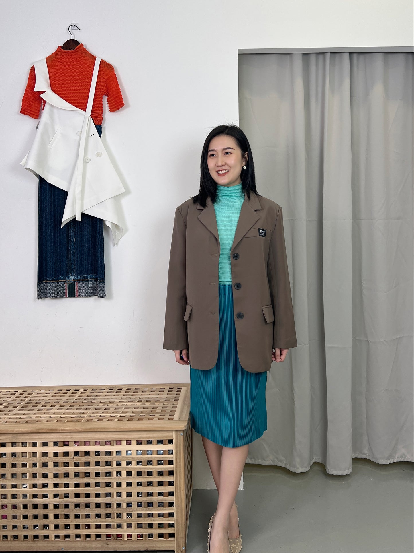 Pleated Soft Textured Skirt