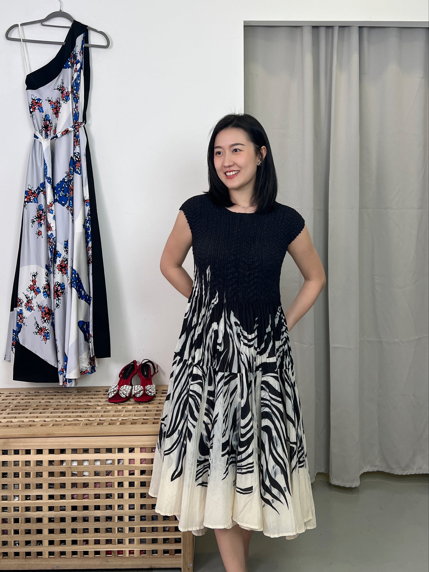 Pleated Slim Flare Dress
