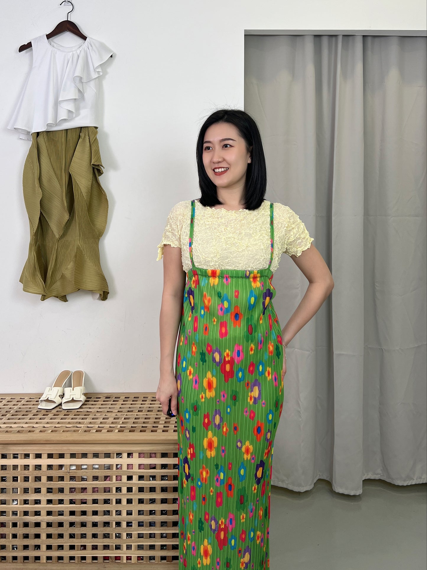 Pleated Two ways Floral Dress
