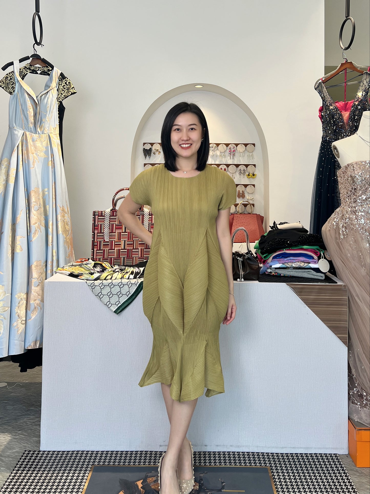 Pleated Tulip Dress