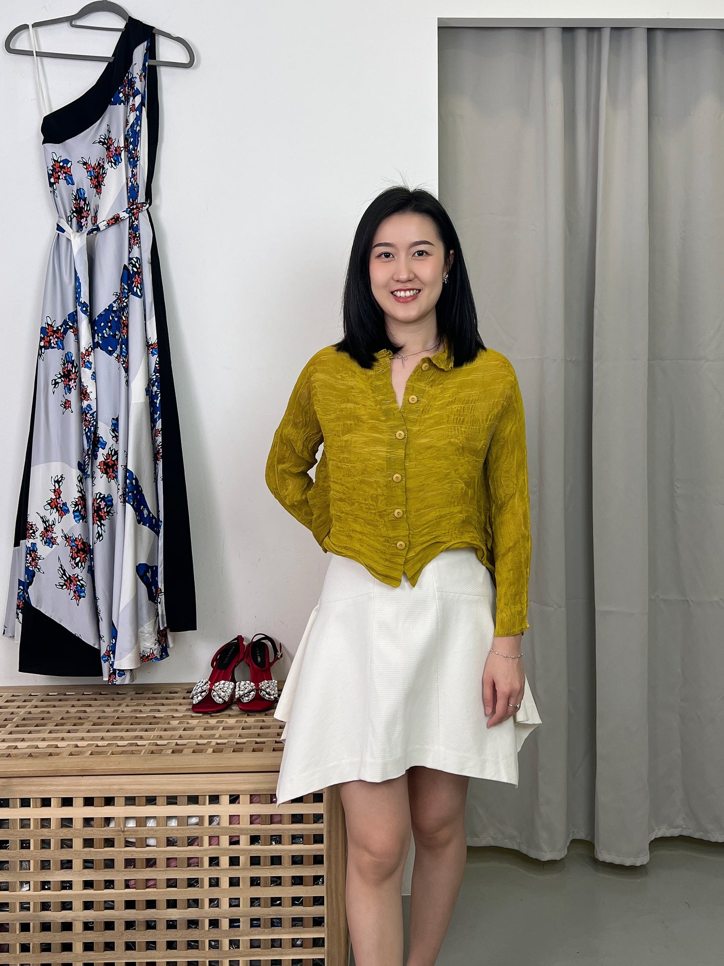 Pleated Button Blouse