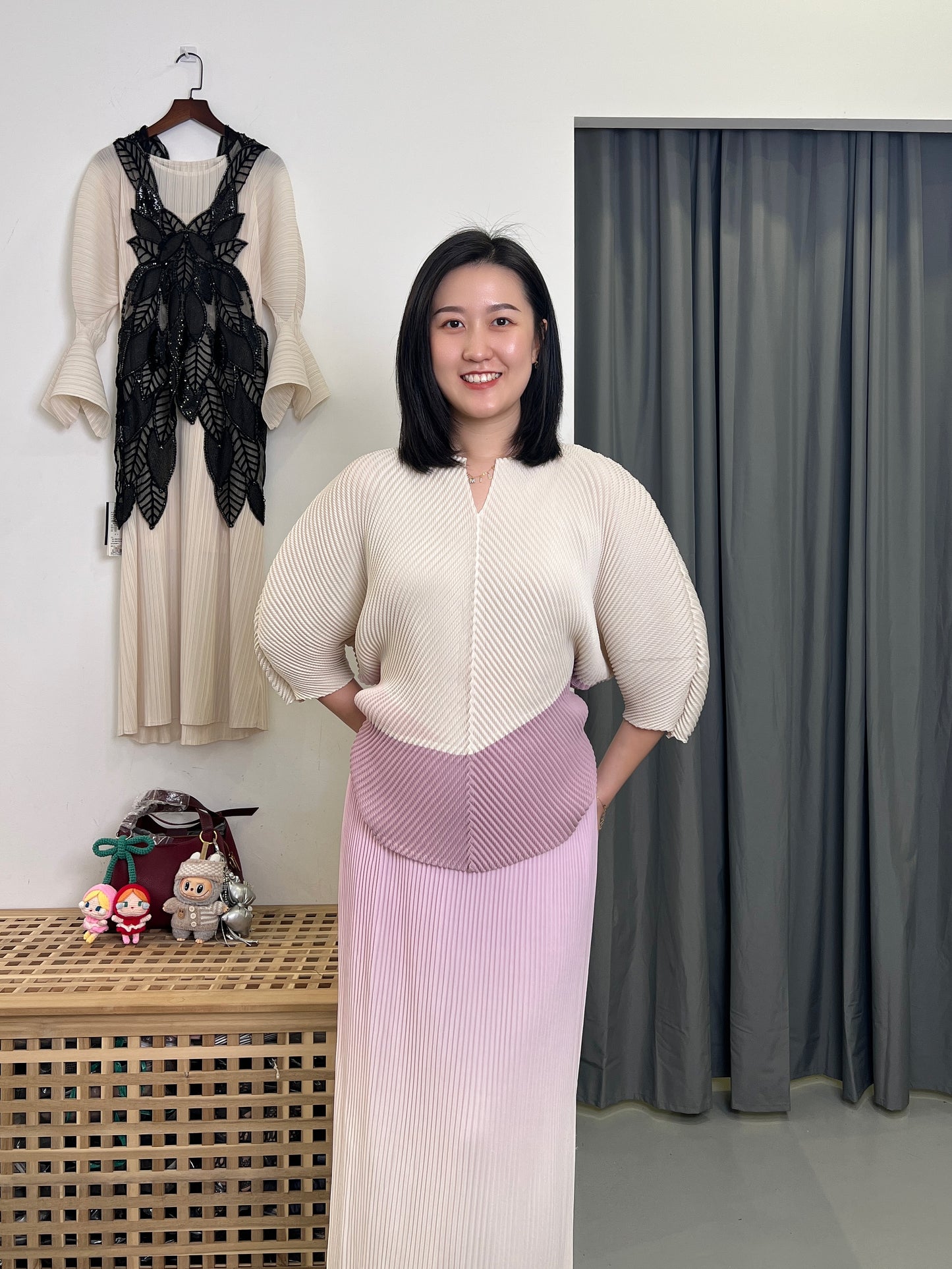 Pleated Little V Neck Blouse