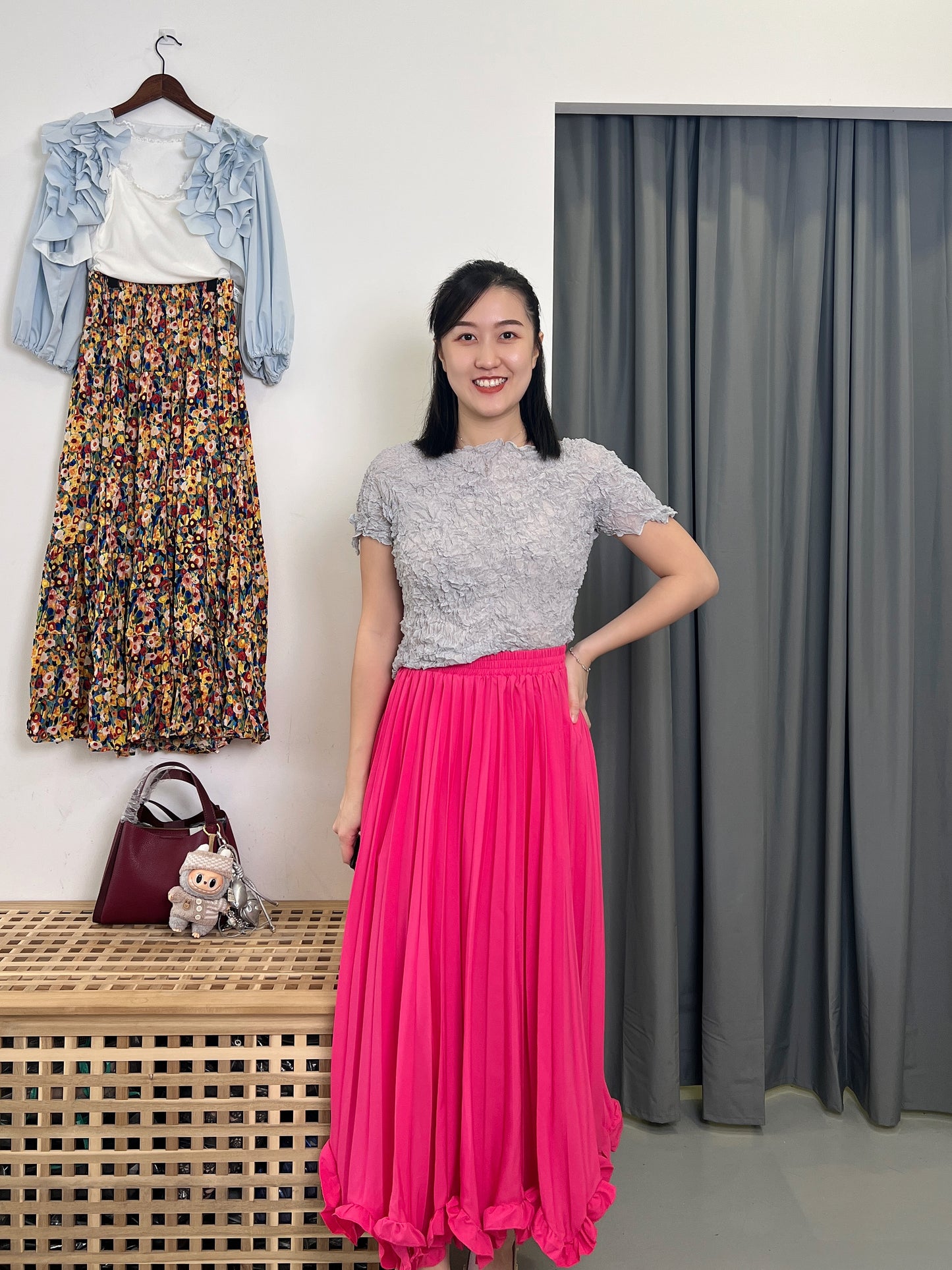 Pleated Tulip Hemline Skirt