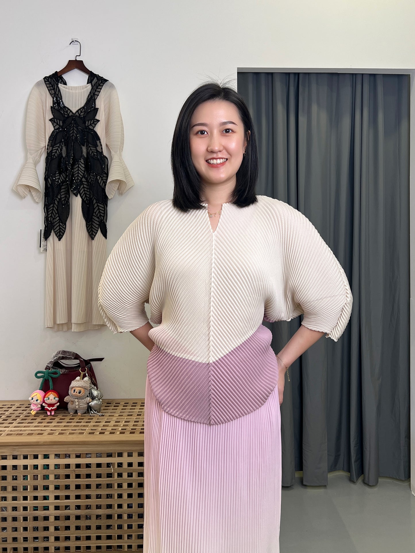 Pleated Little V Neck Blouse
