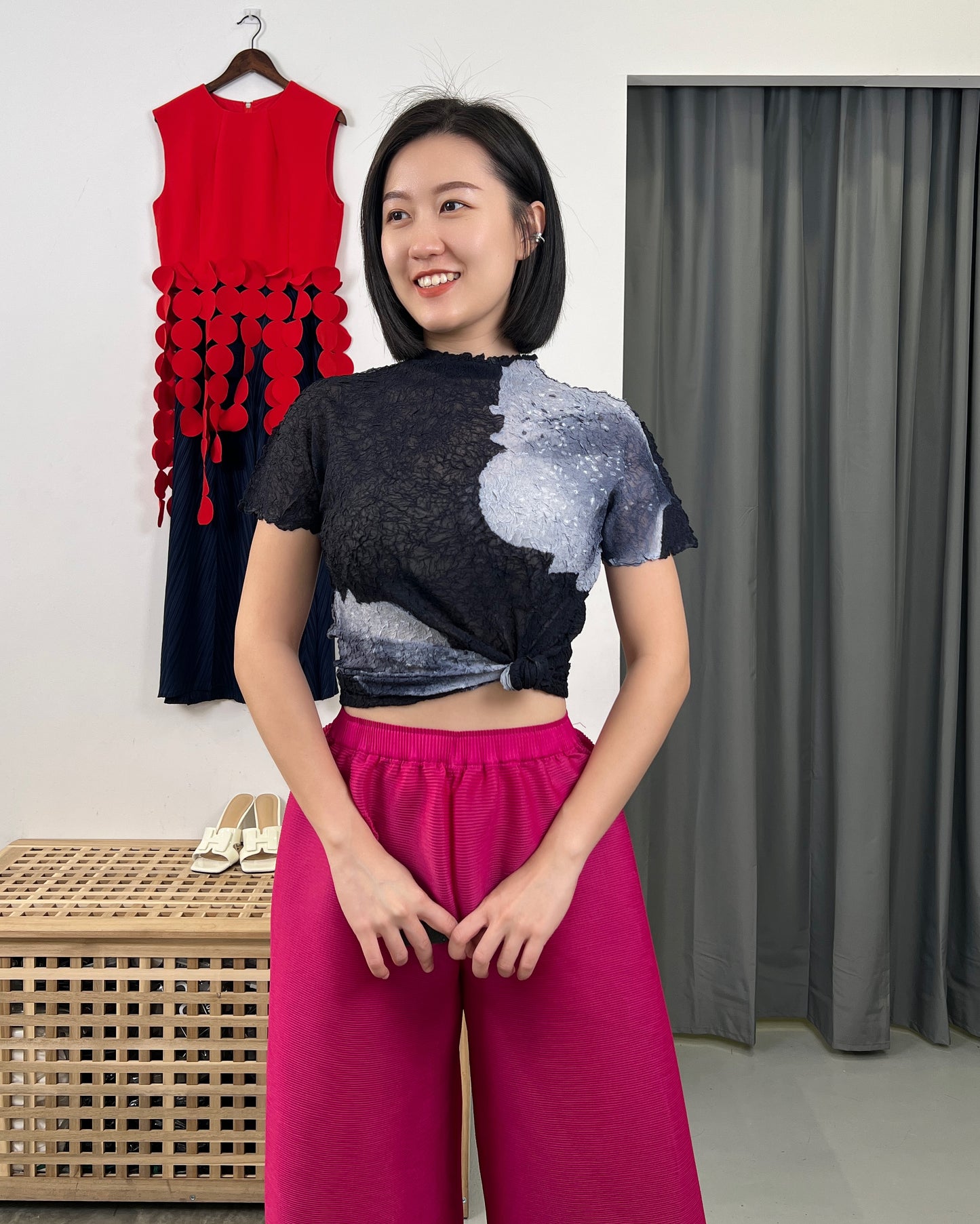 Pleated Elegant Flower Top