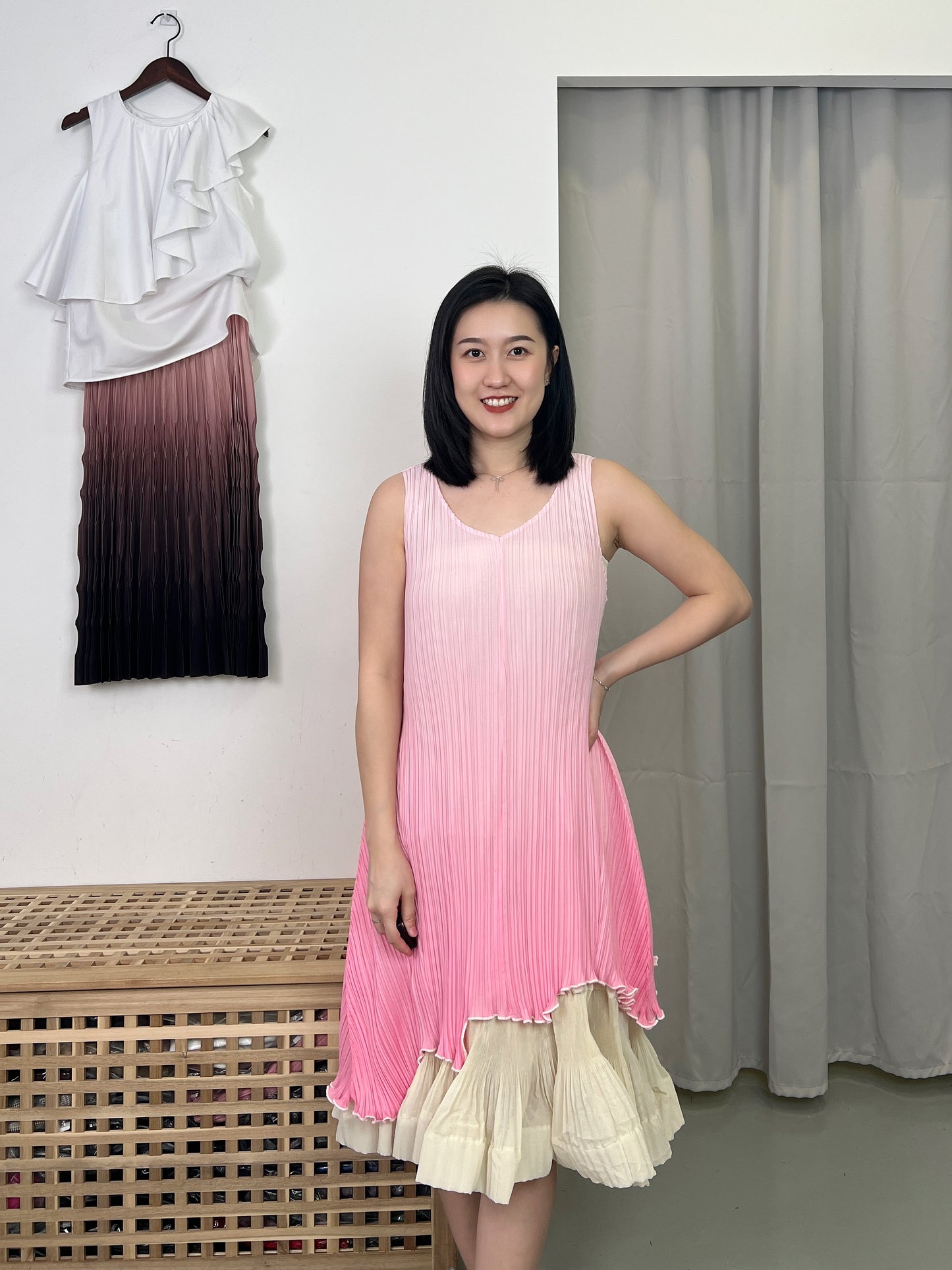 Pleated Cami Flare Design Dress