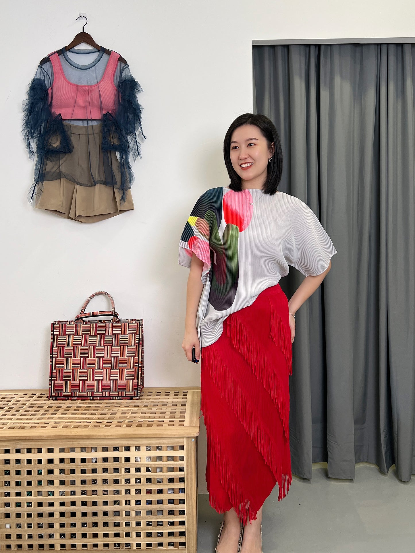 Pleated Fringey Skirt
