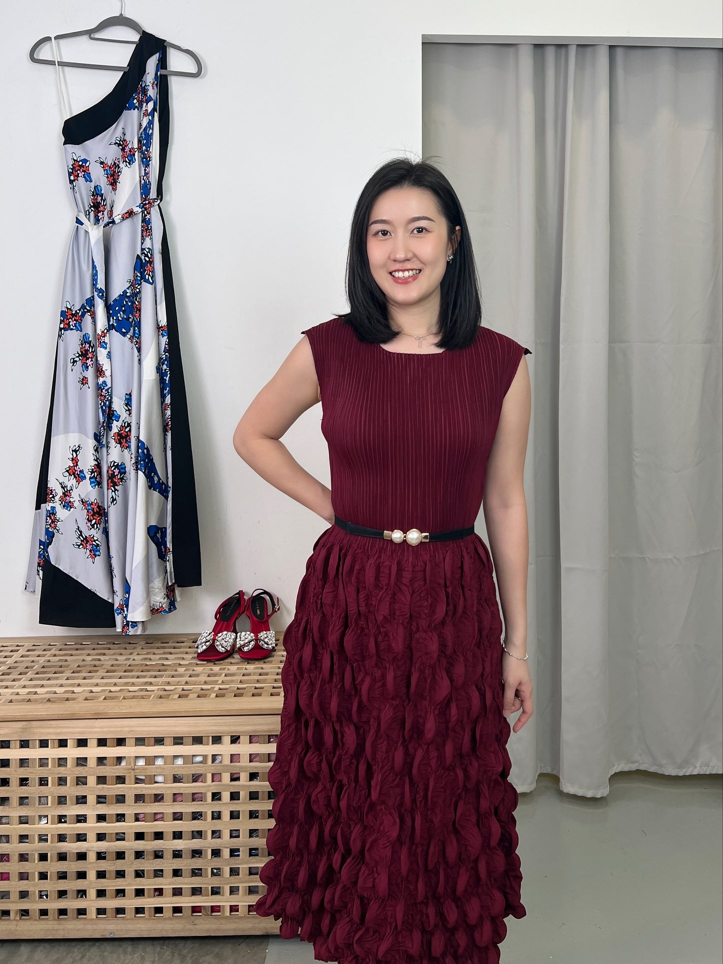 Pleated Slim Bubble Dress