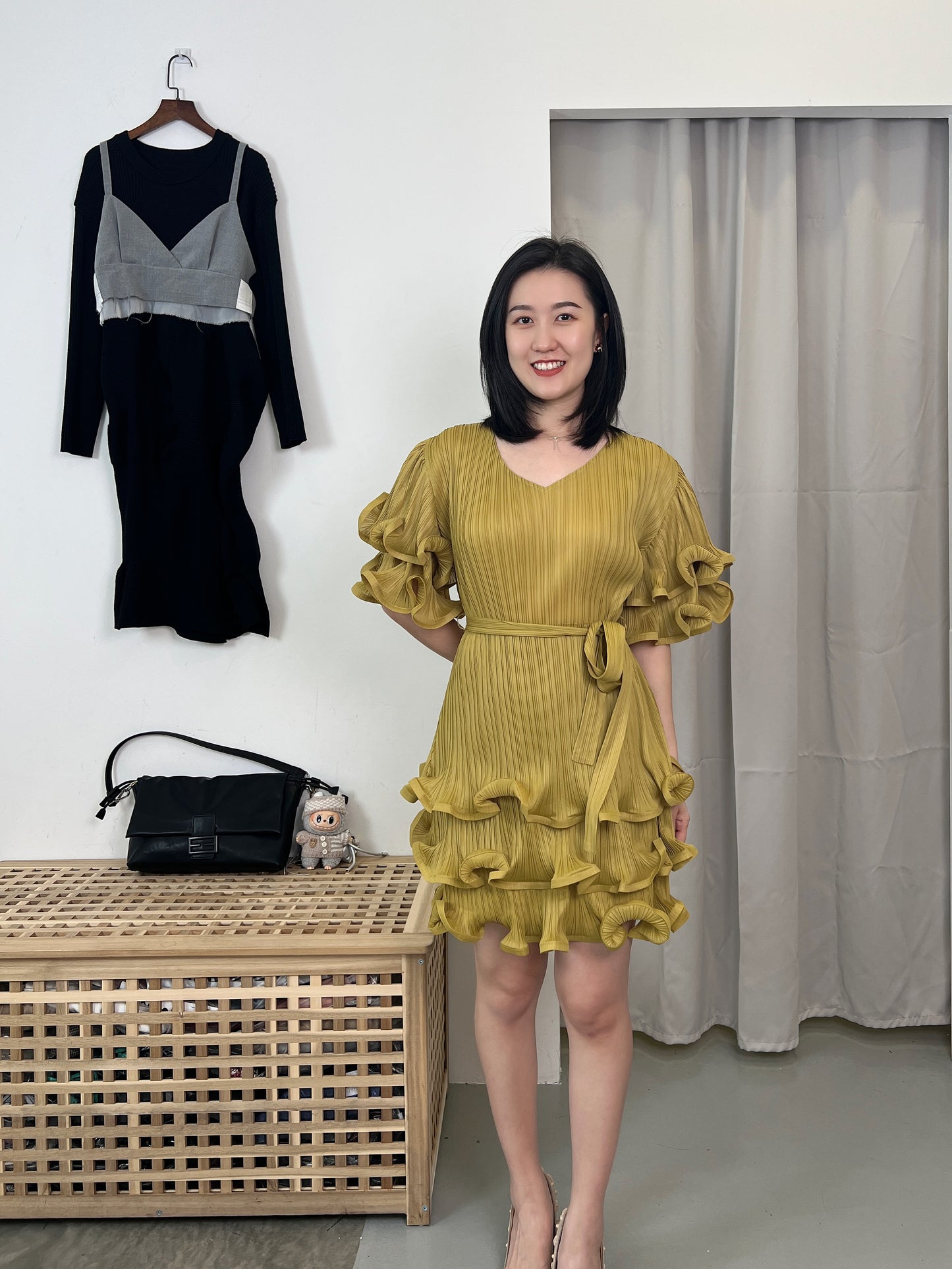 Pleated Raffles Dress