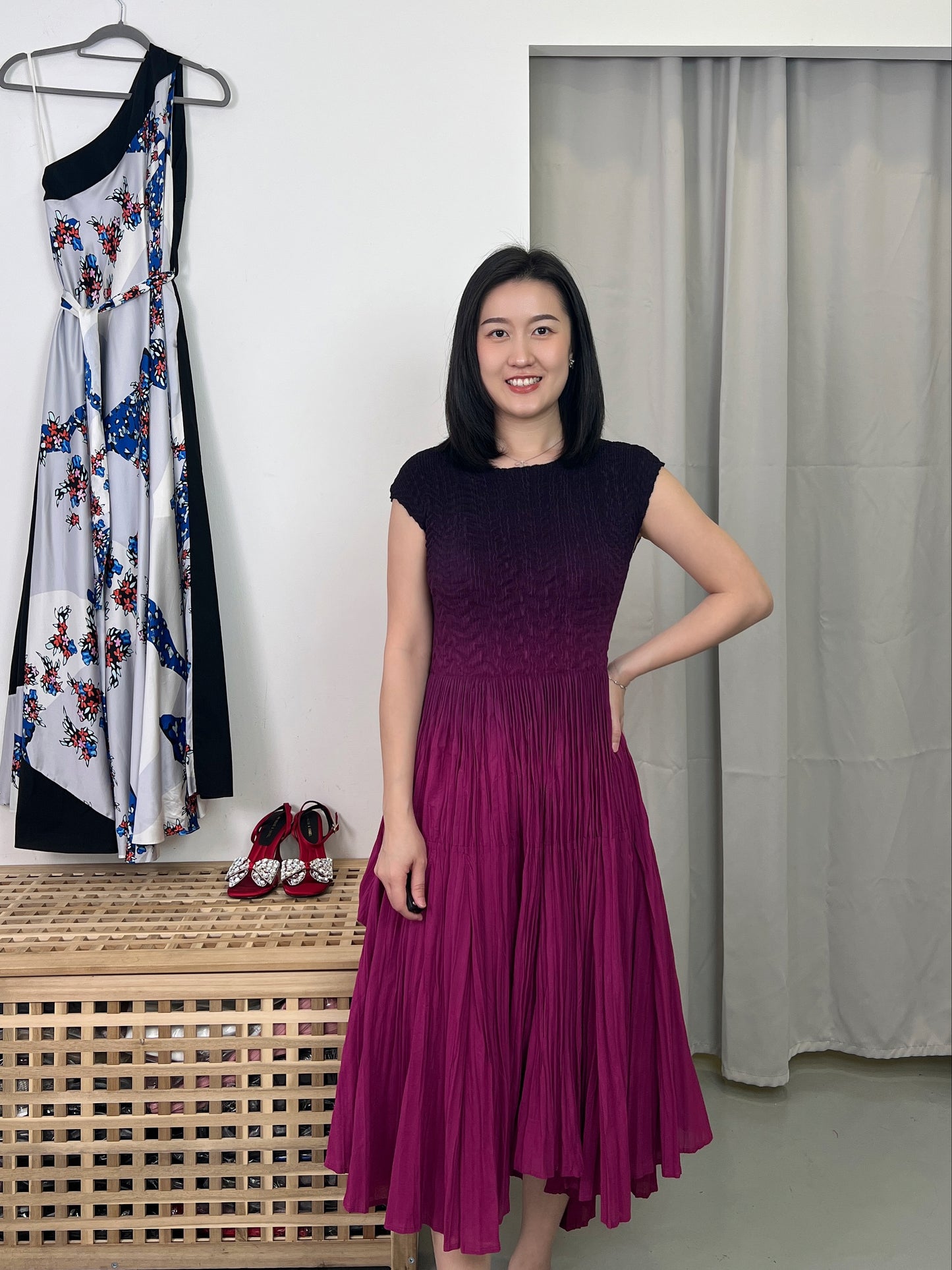 Pleated Slim Flare Dress