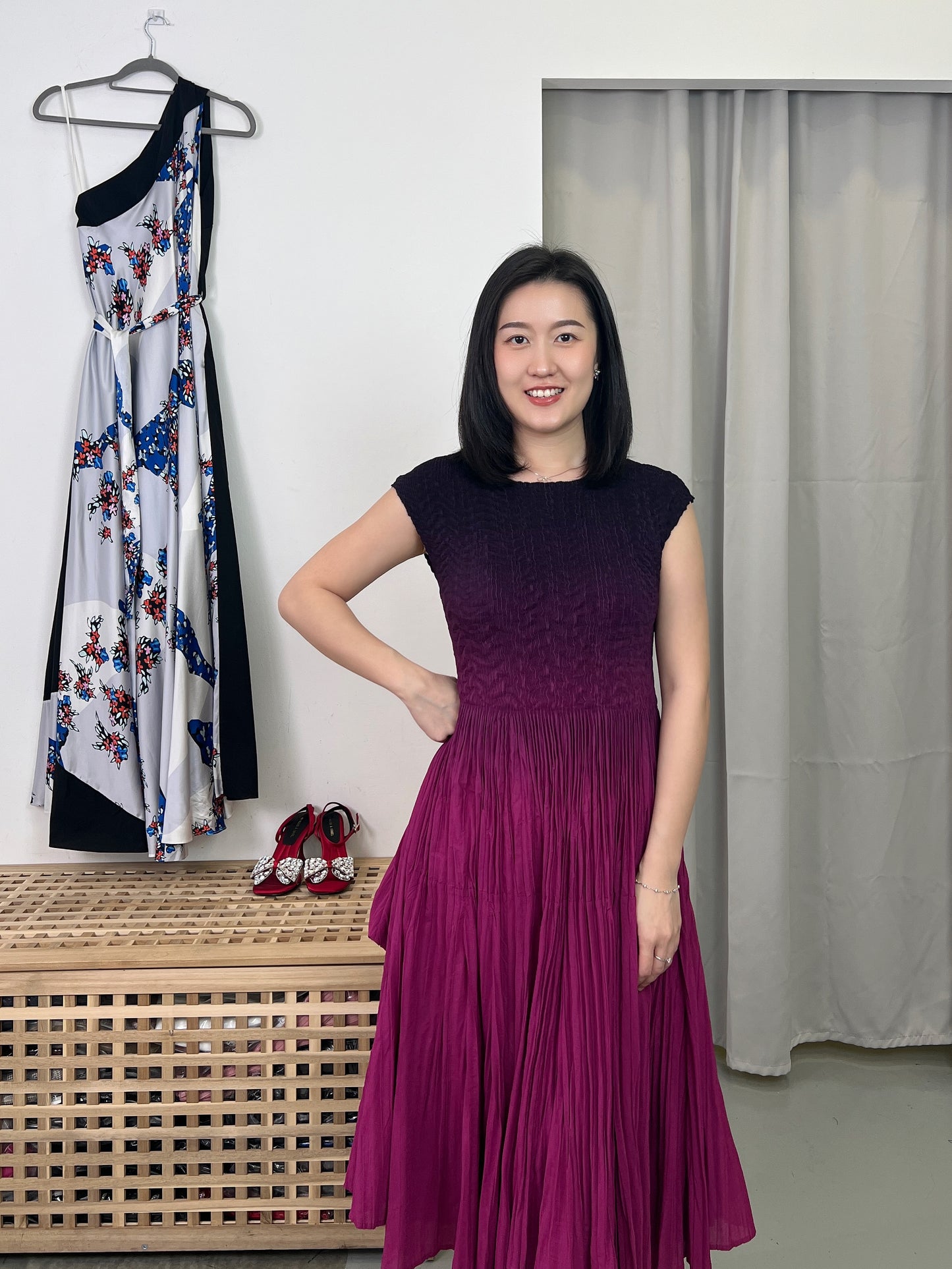 Pleated Slim Flare Dress