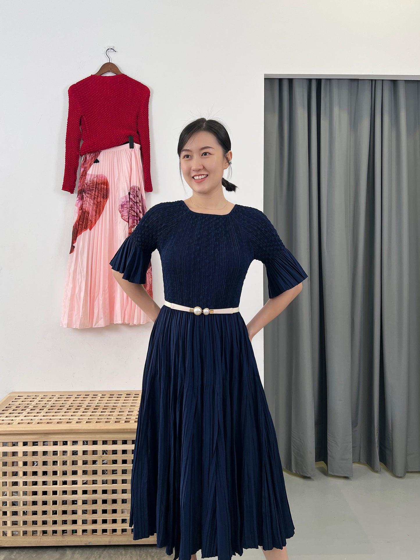 Pleated Flare Dress