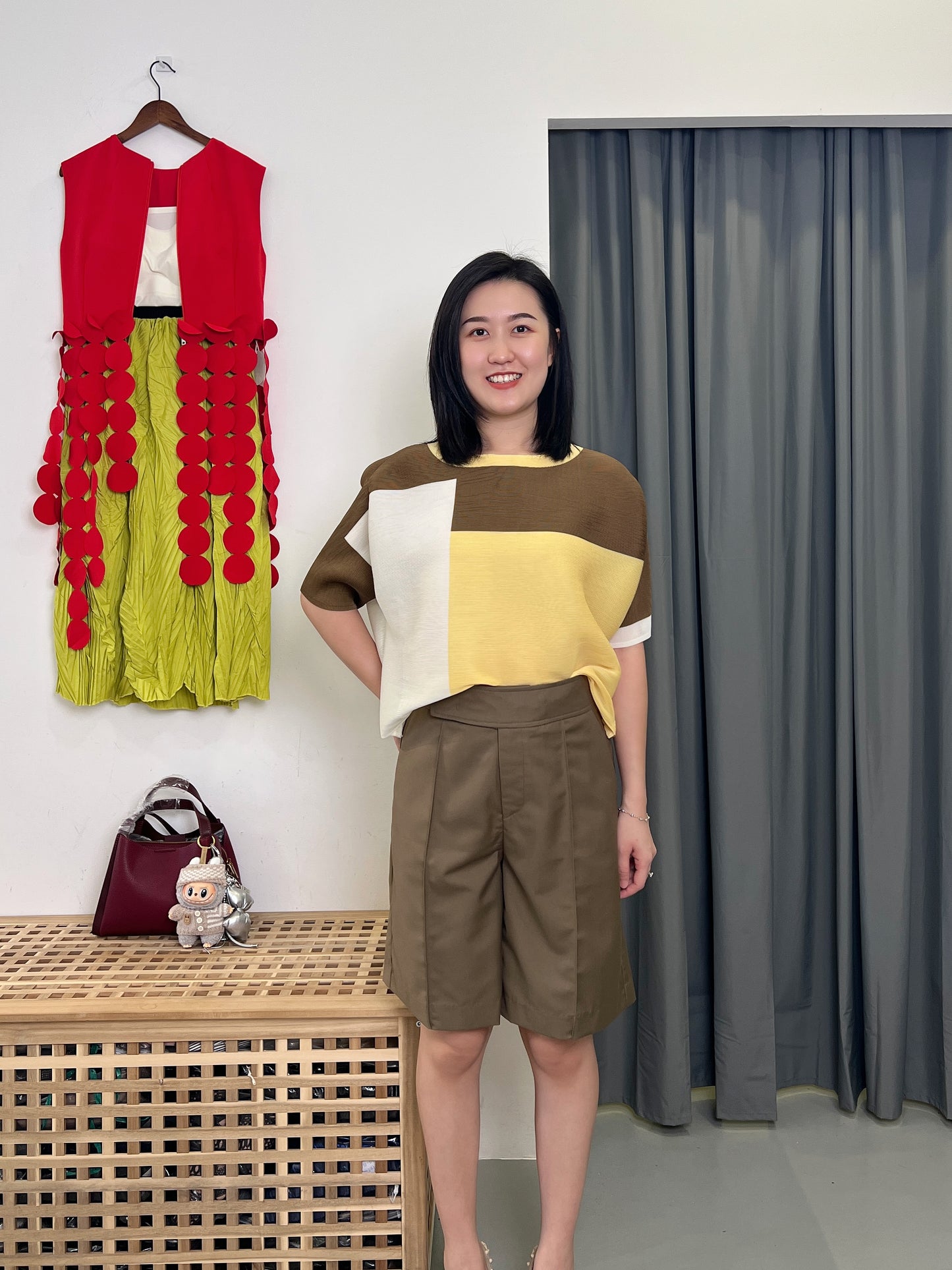 Pleated DD Brick Blouse