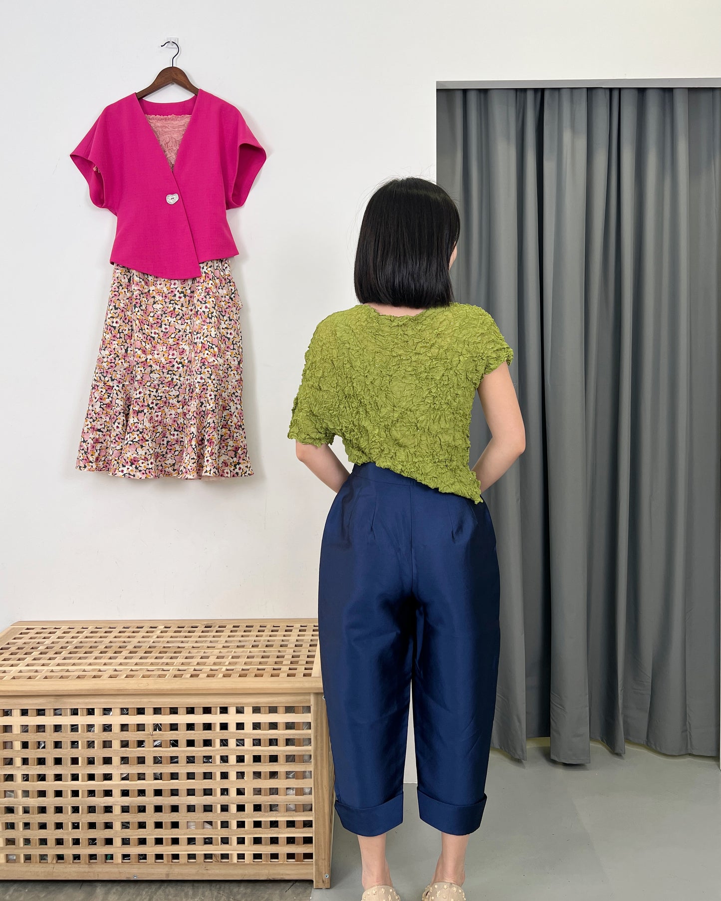 Pleated Mess Bling Uneven Top