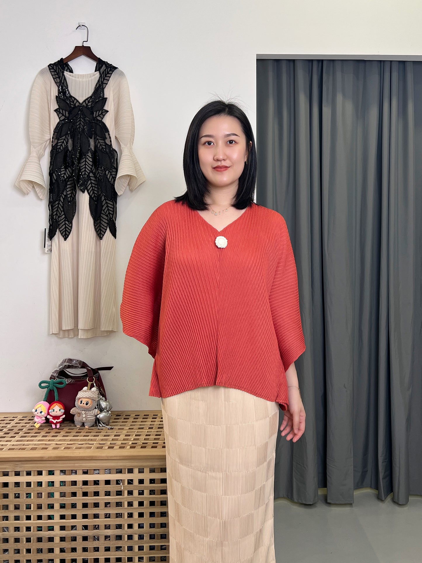 Pleated Checkered Skirt