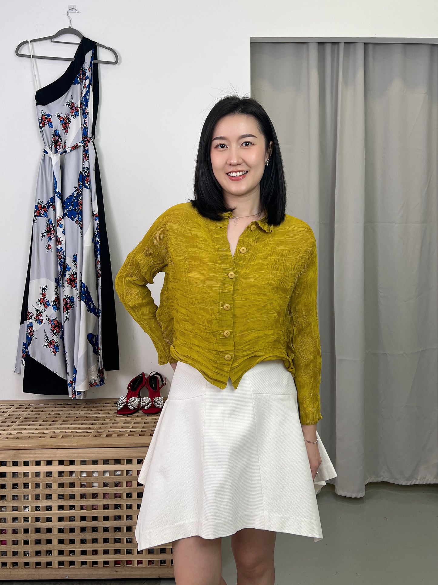 Pleated Button Blouse
