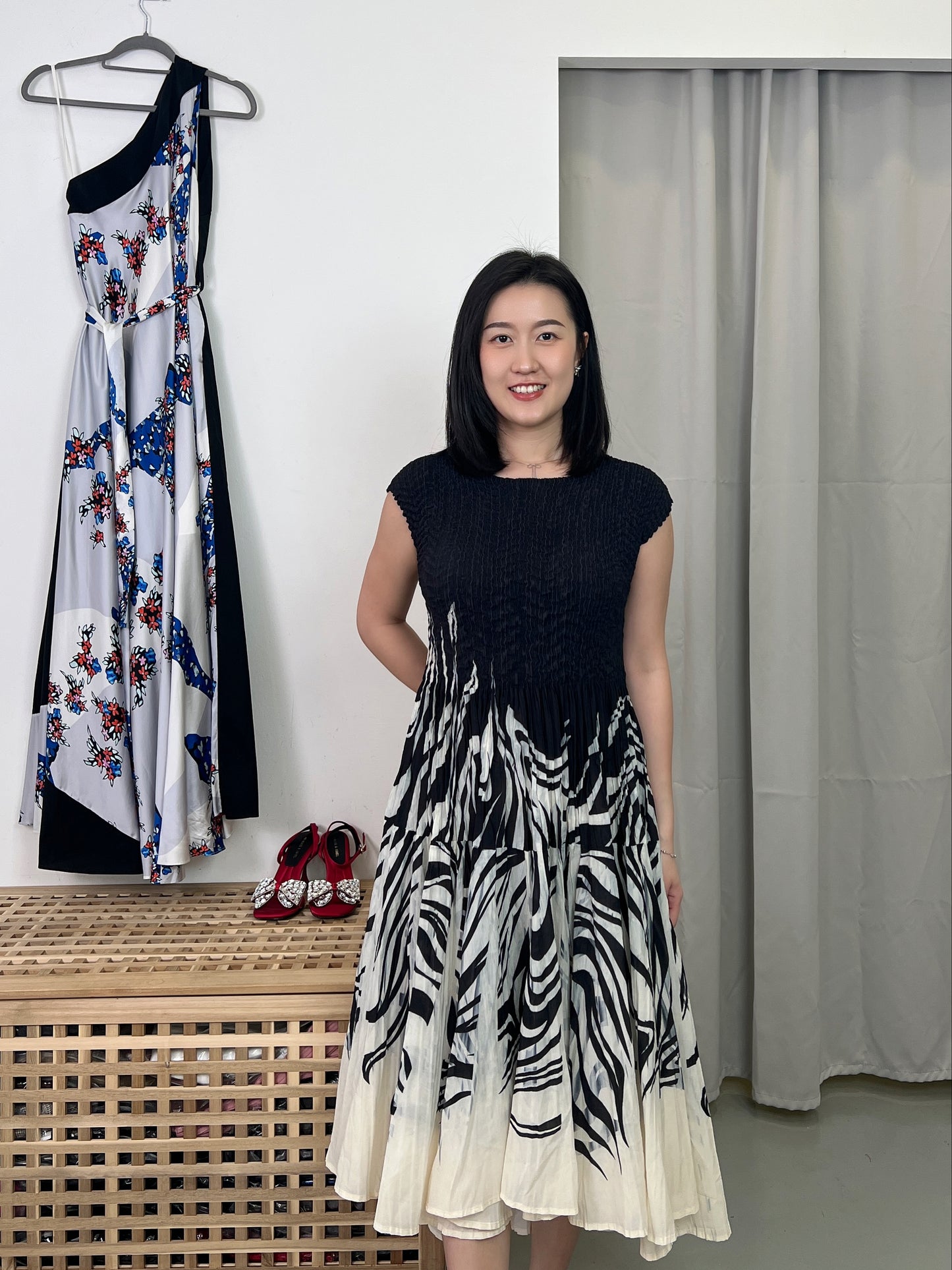 Pleated Slim Flare Dress