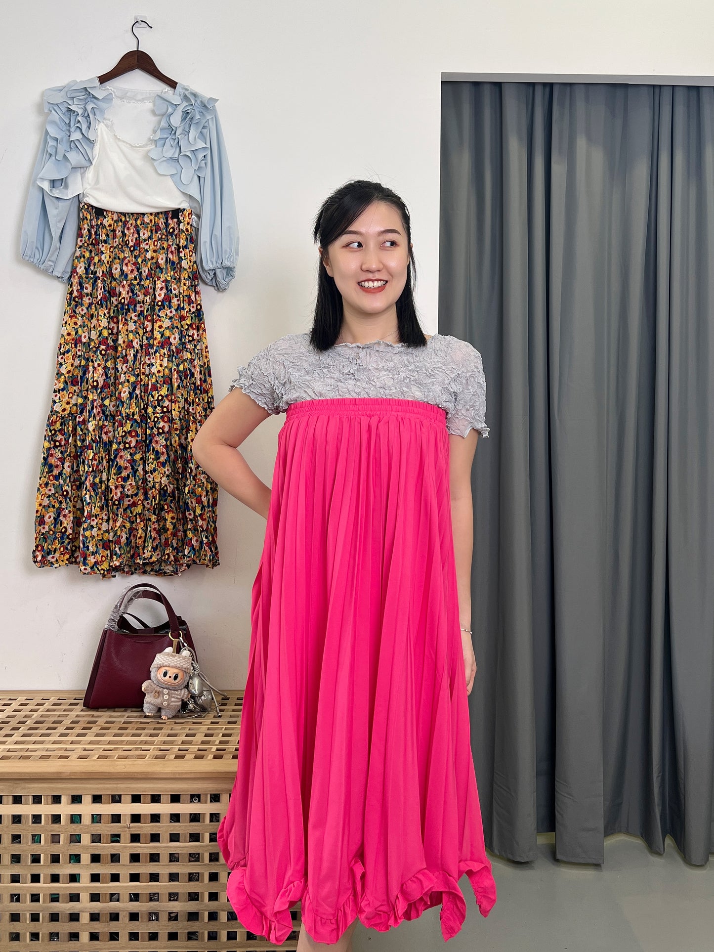 Pleated Tulip Hemline Skirt
