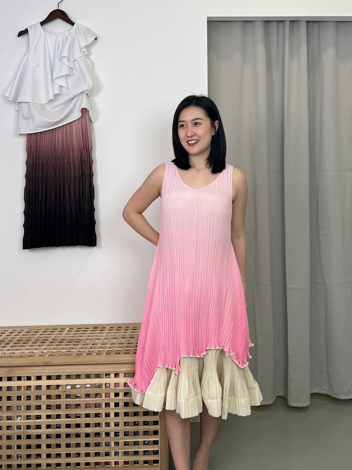 Pleated Cami Flare Design Dress