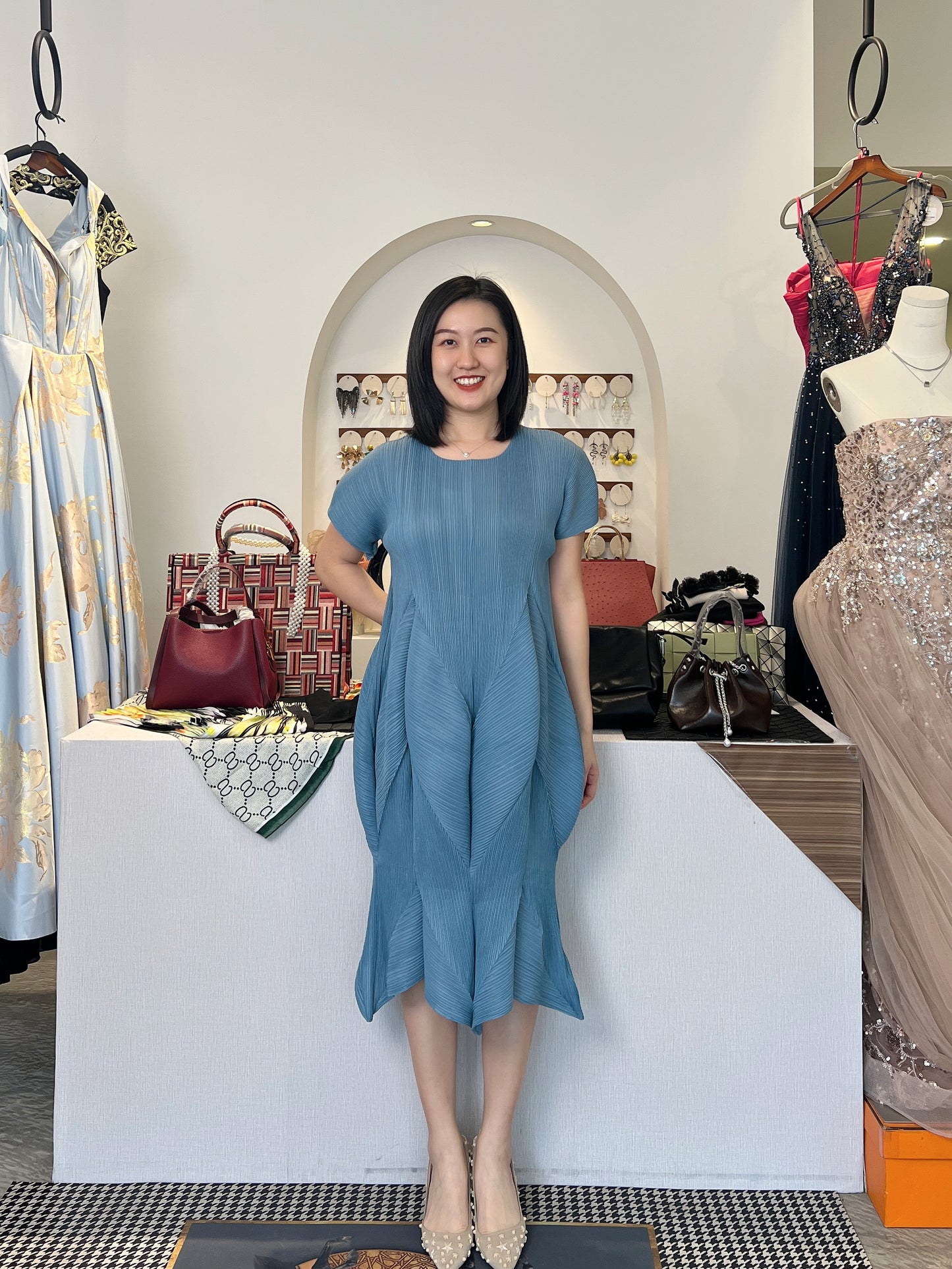 Pleated Tulip Dress