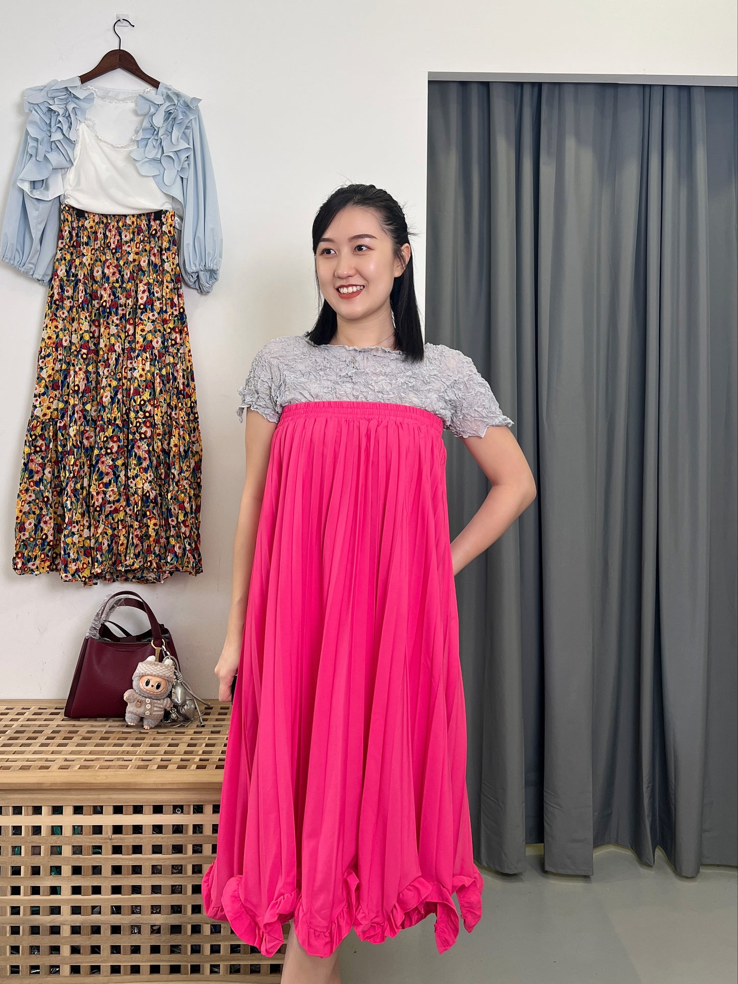 Pleated Tulip Hemline Skirt