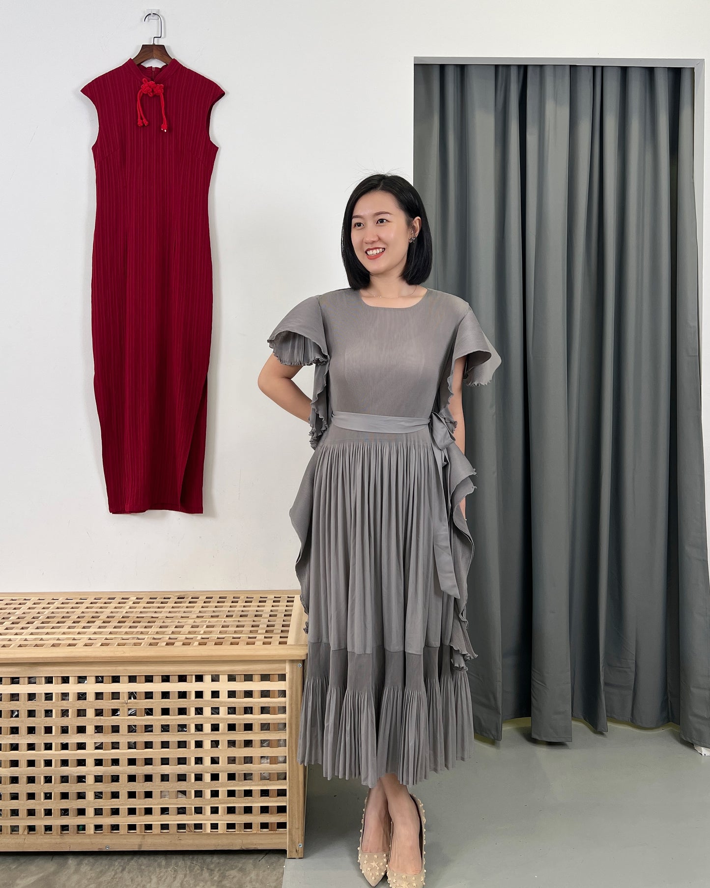 Pleated Korea style Raffles Dress