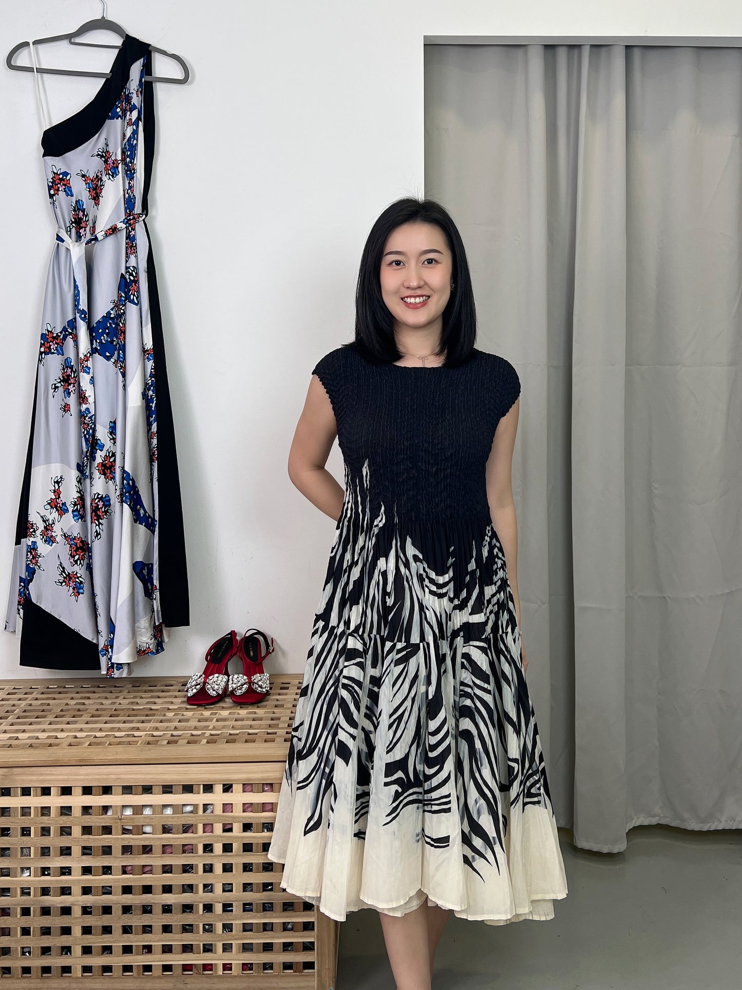 Pleated Slim Flare Dress
