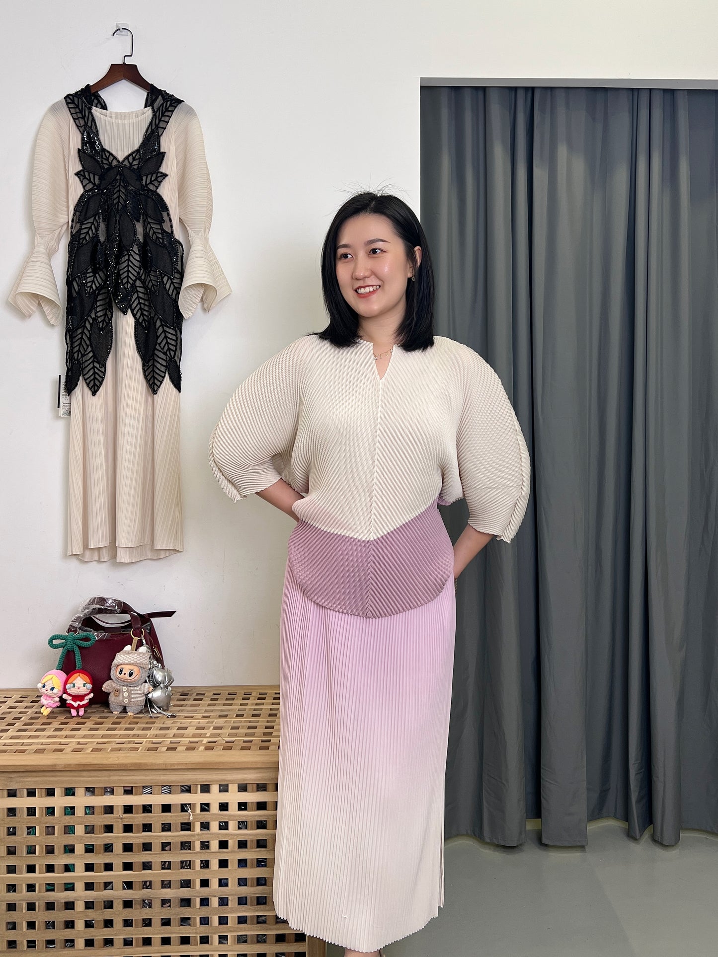 Pleated Little V Neck Blouse