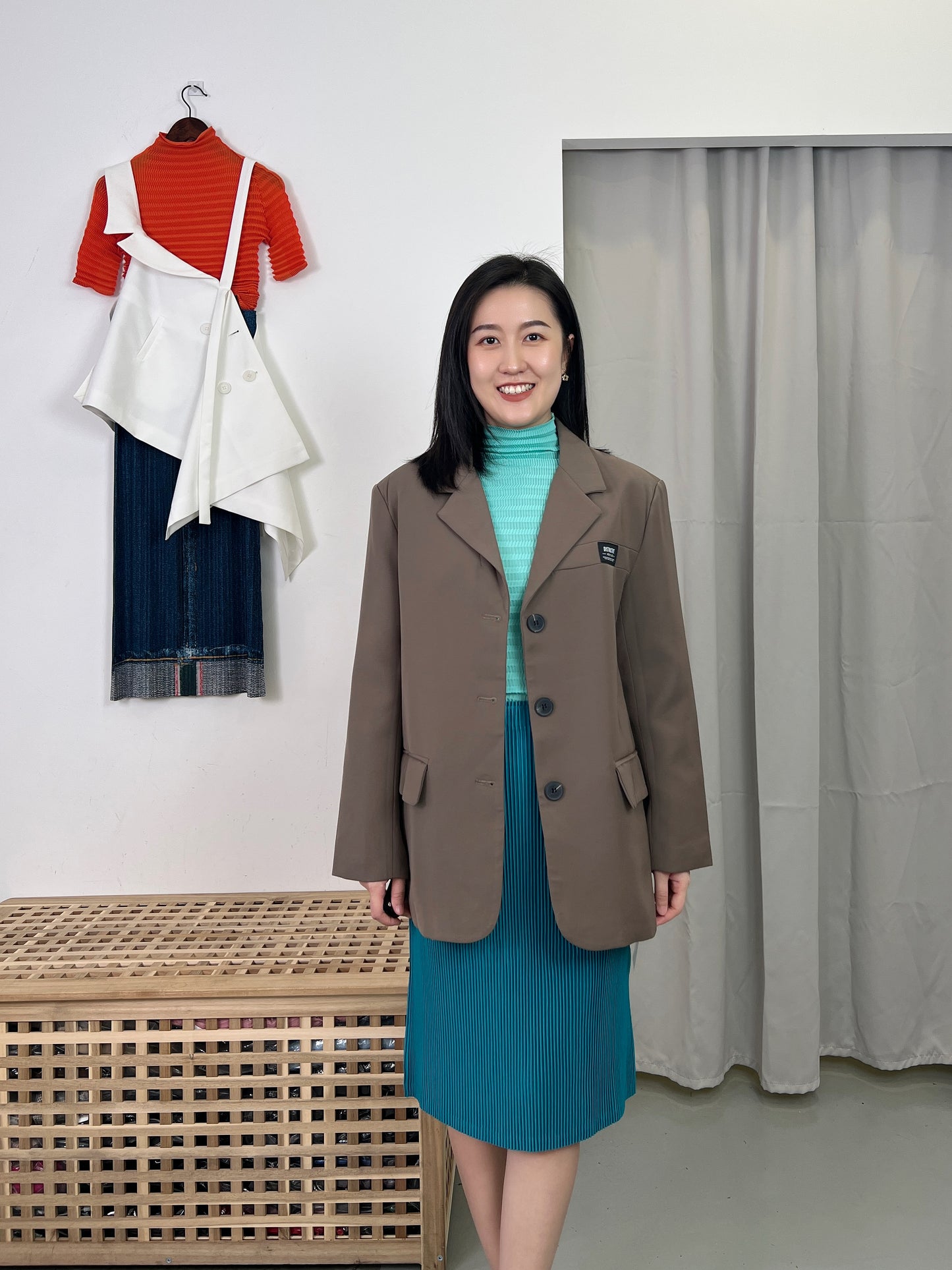 Pleated Soft Textured Skirt