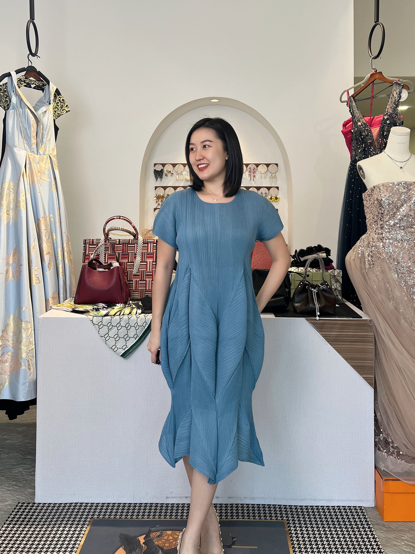 Pleated Tulip Dress