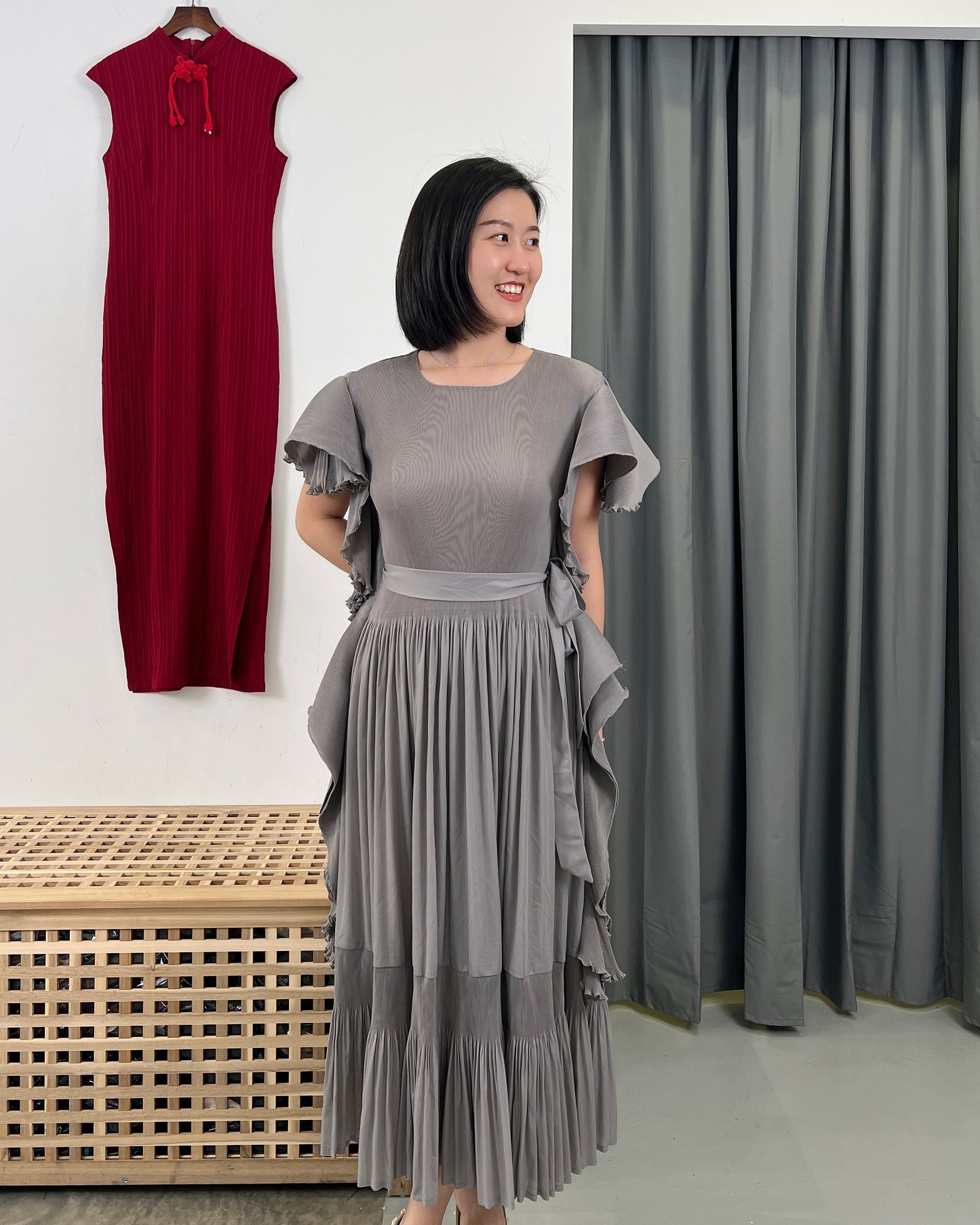 Pleated Korea style Raffles Dress