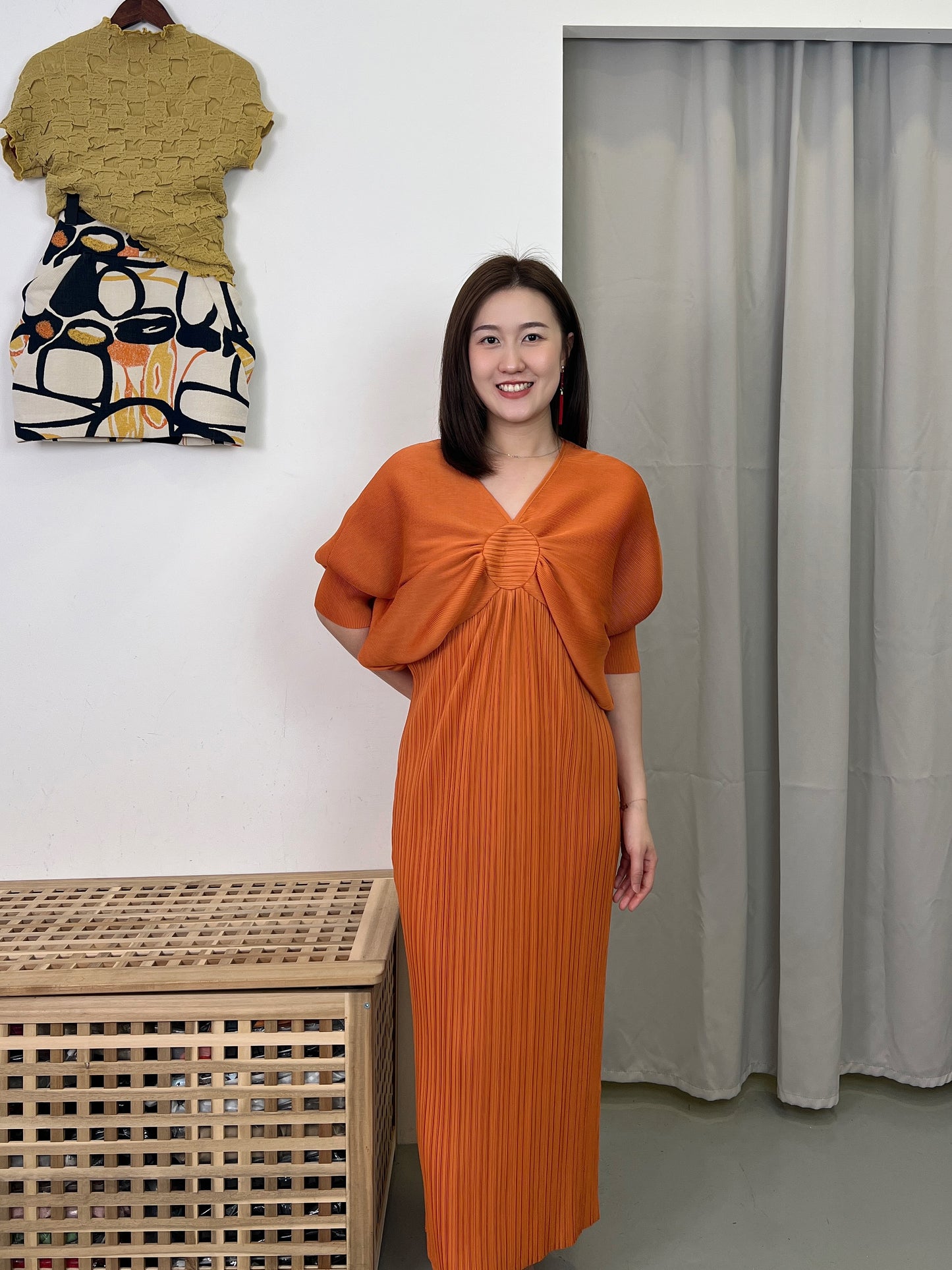 Pleated Design Sleeve Dress