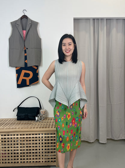 Pleated Floral Blouse