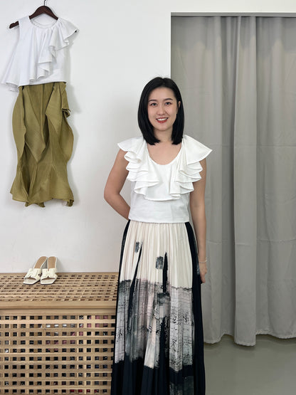 Pleated Painted Skirt