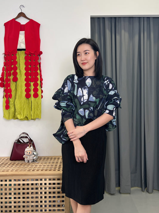 Pleated Soft Textured Skirt