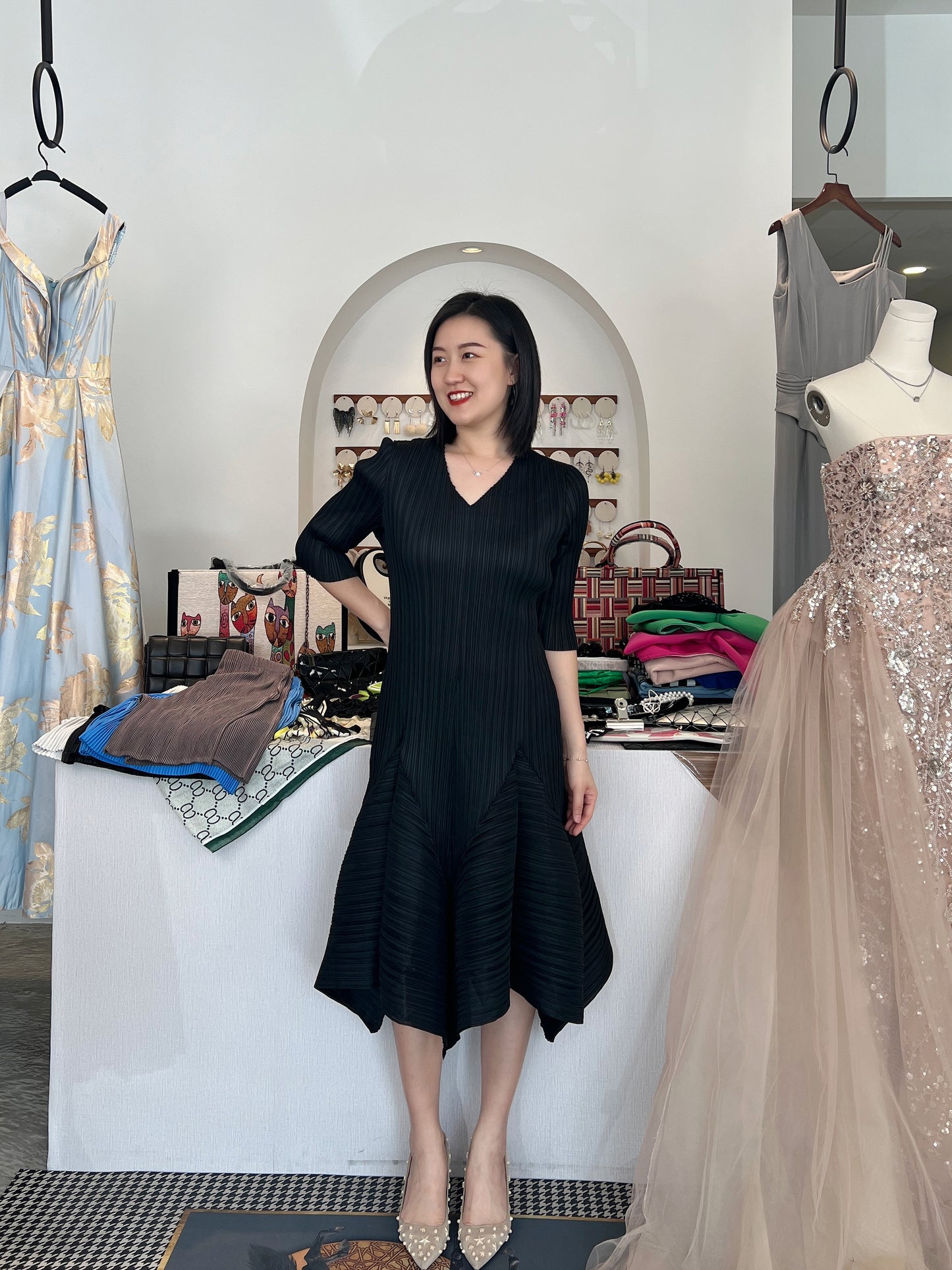 Pleated Tulip Elegant Dress