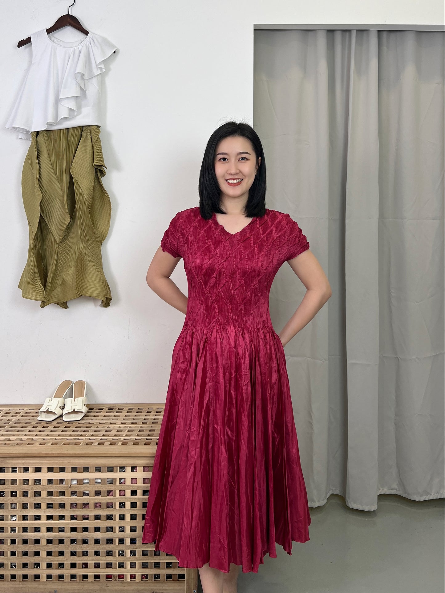 Pleated Slim Design Dress