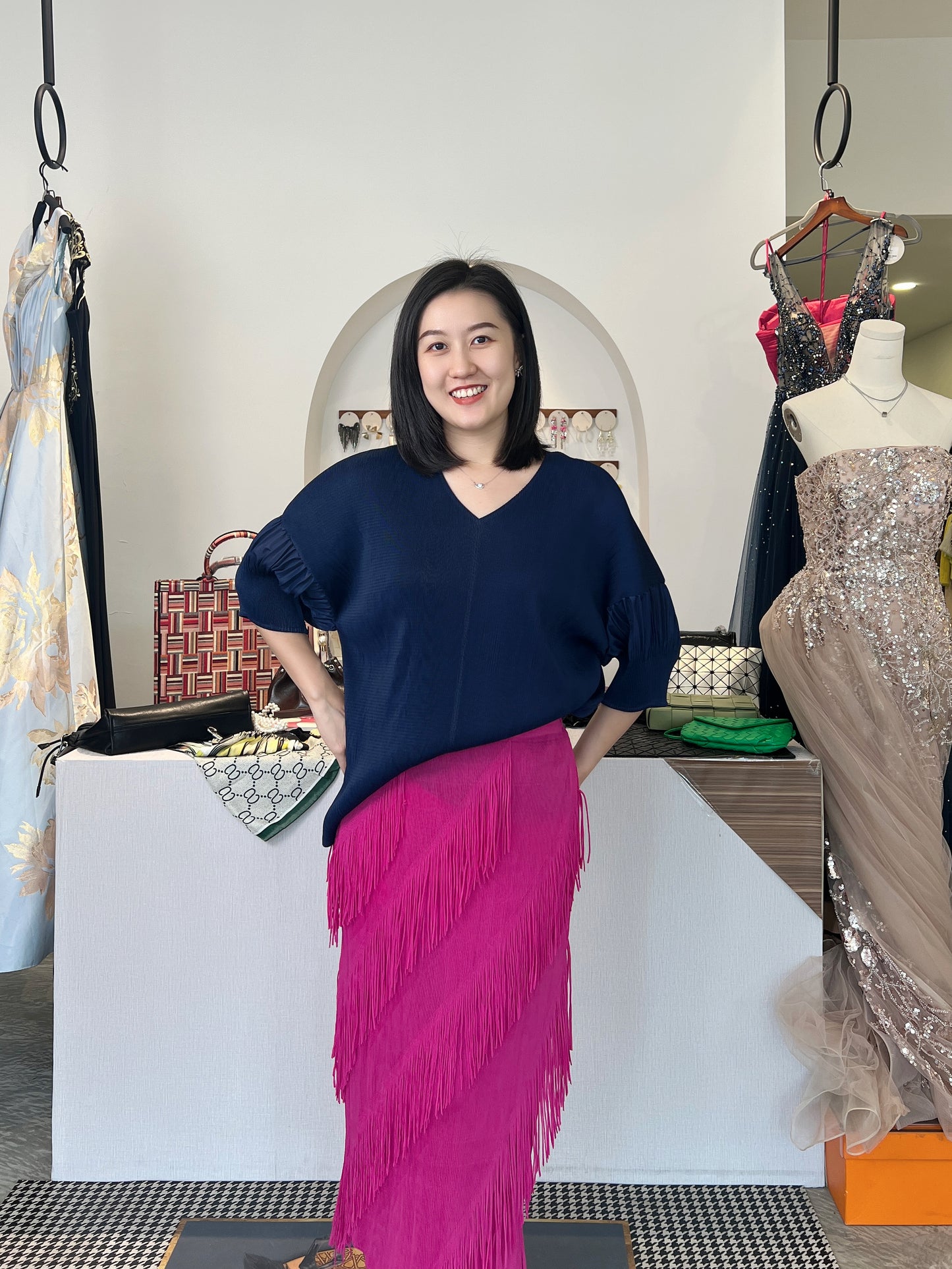 Pleated Fringey Skirt
