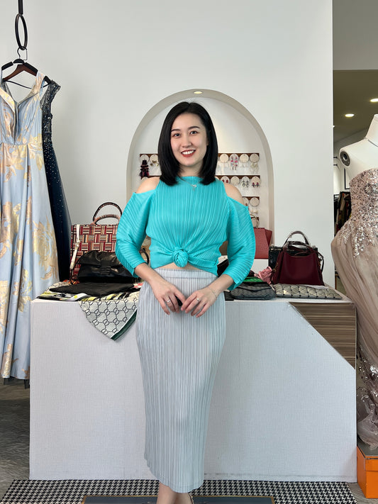 Pleated Cut Out Top