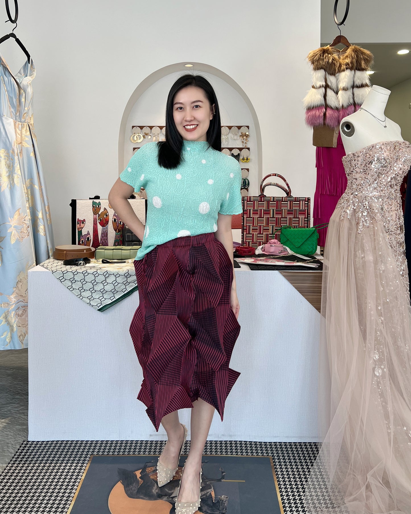 Pleated Polka Dots Top