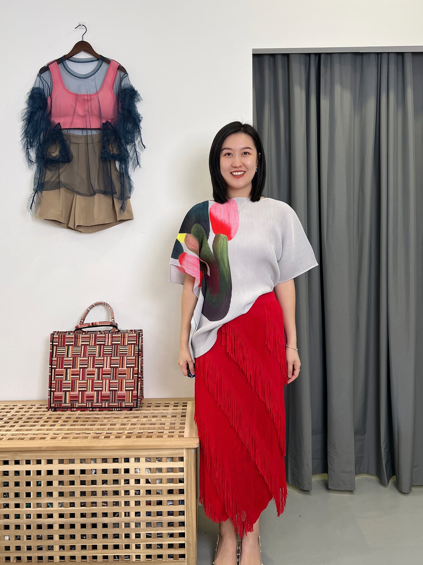 Pleated Fringey Skirt