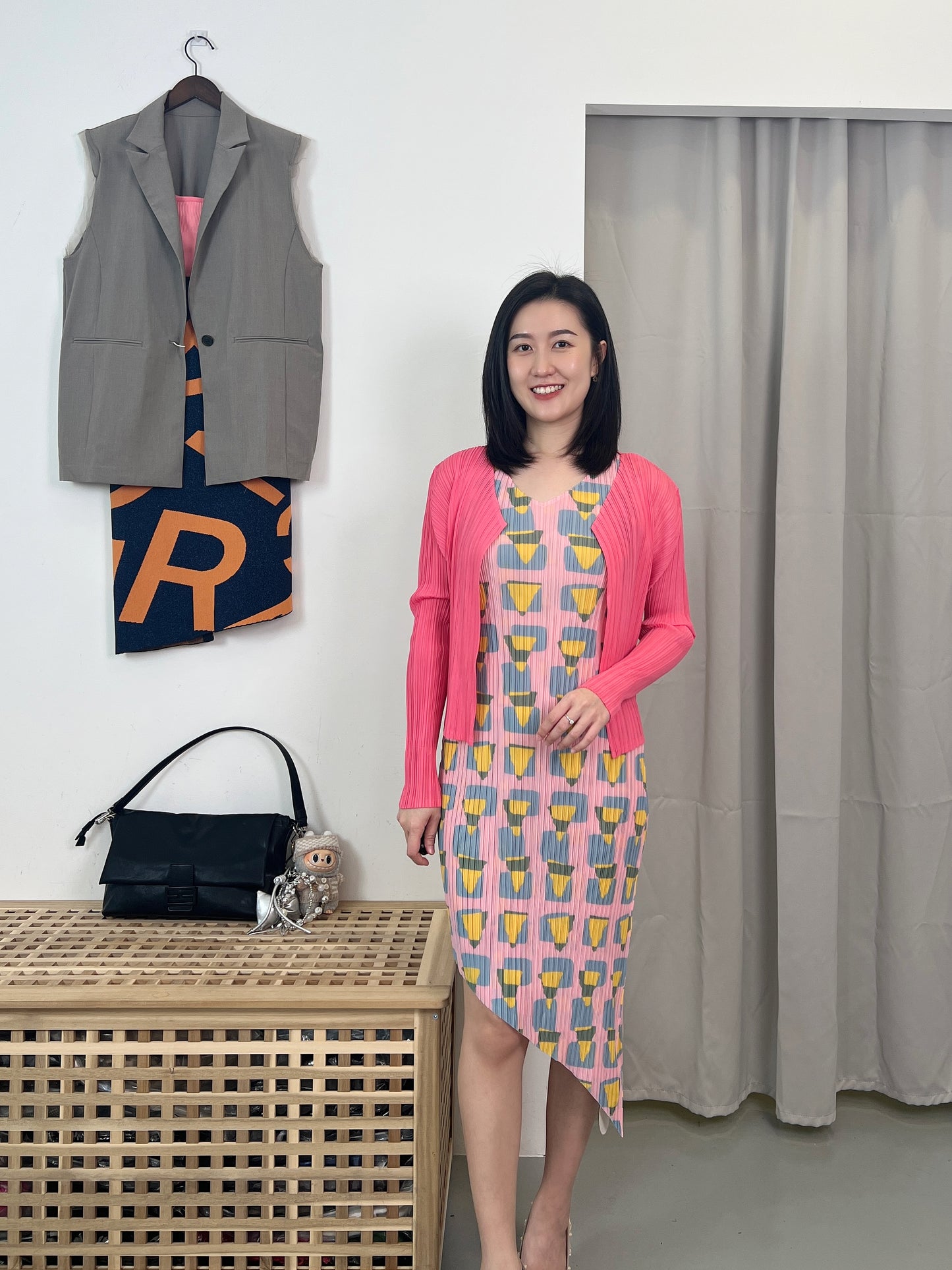 Pleated Geo Dress