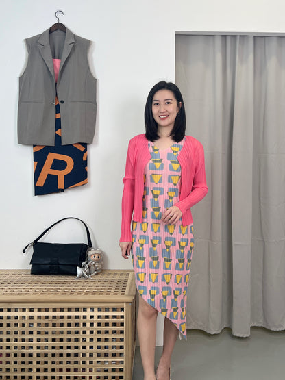 Pleated Geo Dress
