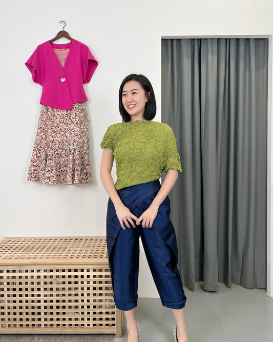 Pleated Mess Bling Uneven Top