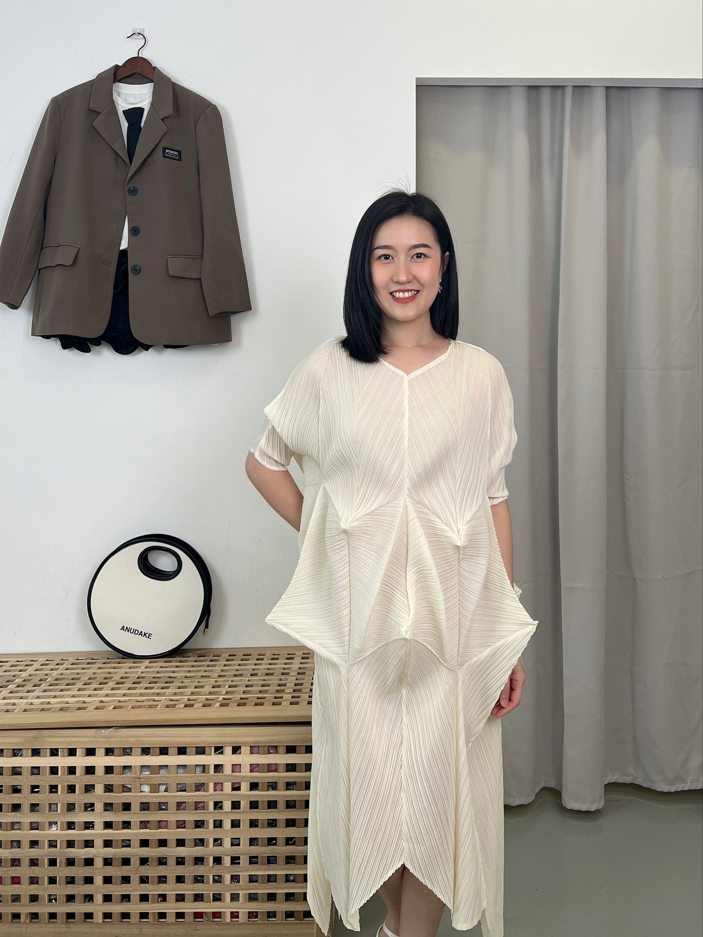 Pleated Diamond Elegance Dress