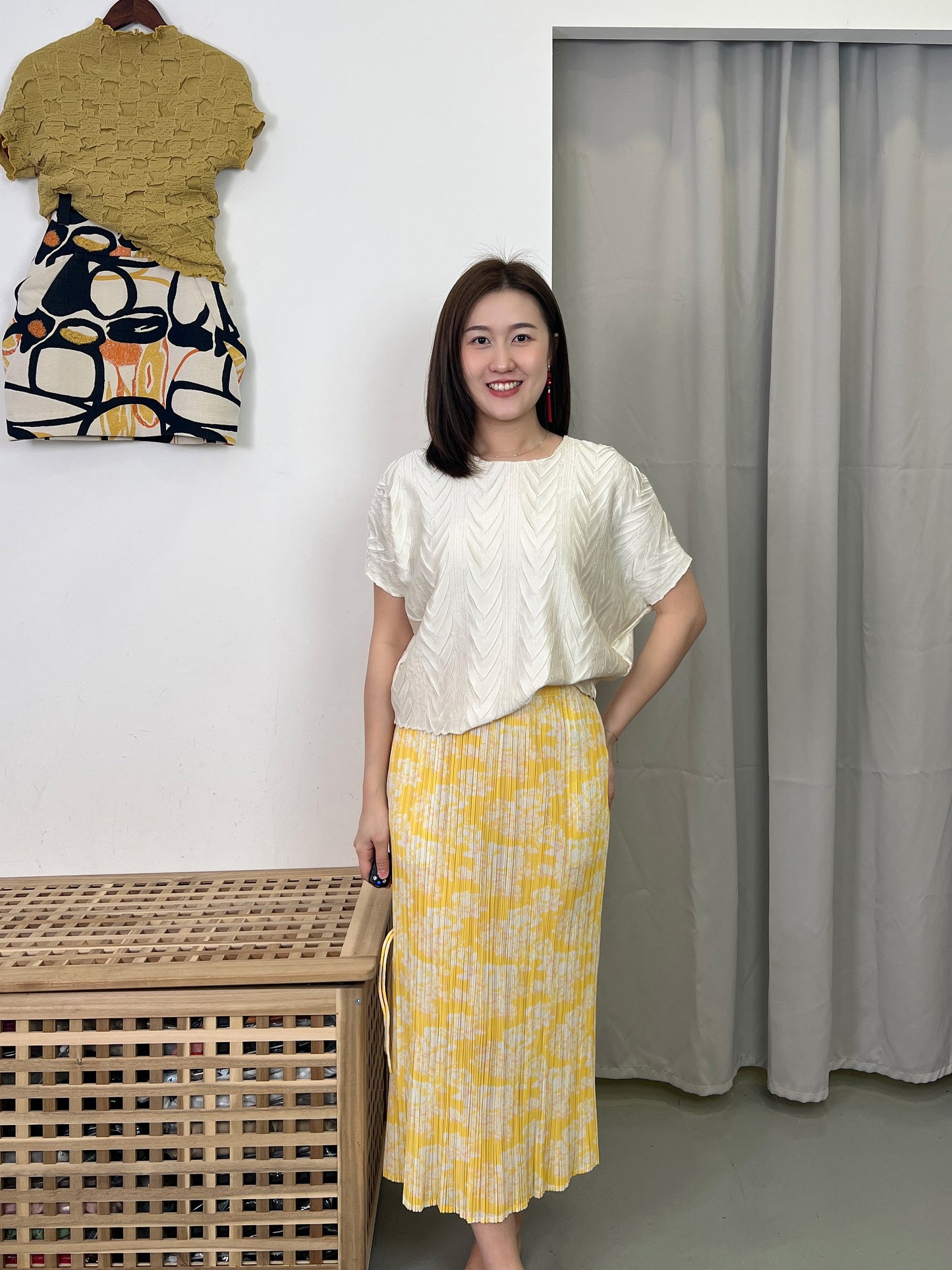 Pleated Floral Chinese Knot Skirt